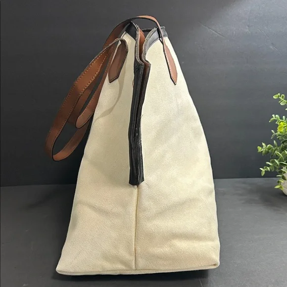 Beige Tote with Brown and Black Accents - Picture 8 of 17